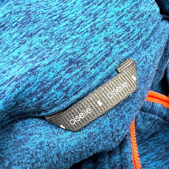 Oiselle Lux Half Zip Pullover Teal Blue Orange Zipper Size Small - Picture 8 of 10